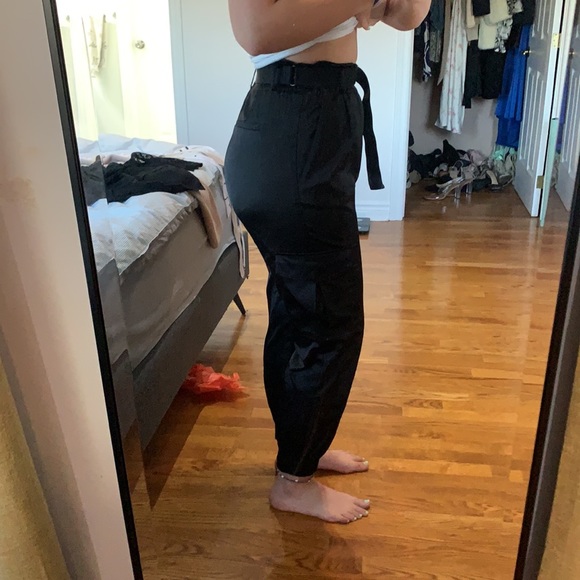 Black Cargo Dress Pants. Slightly shiny material! - Picture 2 of 3